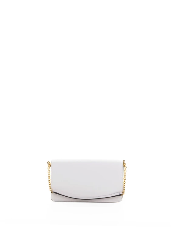 S Shoulder Bag in White Leather