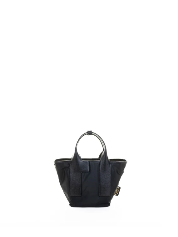 Borsa doppio manico nera in pelle