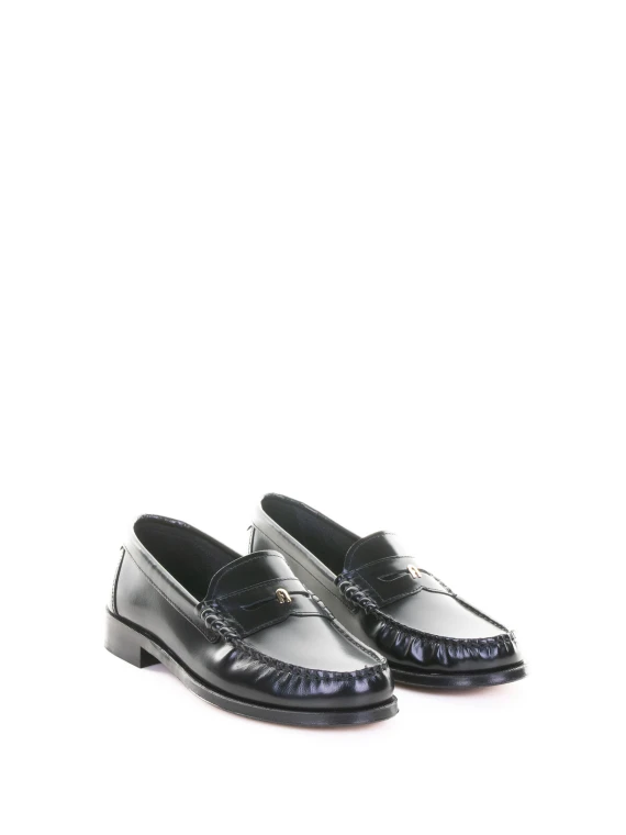 Mocassino nero in pelle donna