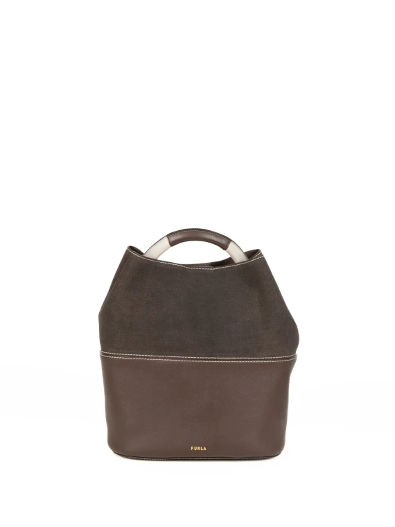 Furla S Sfera Bucket Bag in Brown Leather