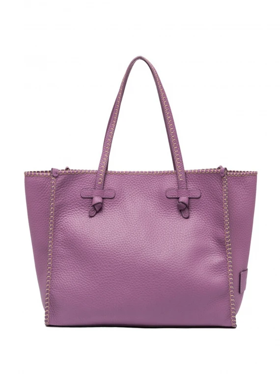 Shopping bag Marcella viola in pelle bubble