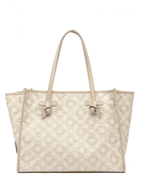 Marcella pearl shopping bag in woven straw