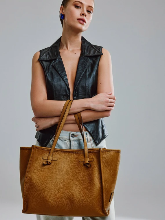 Leather bubble double Marcella shopping bag