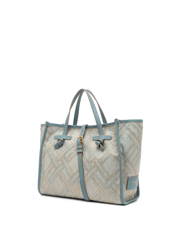 Shopping bag Marcella 32 in tessuto  jacquard di rafia e cotone