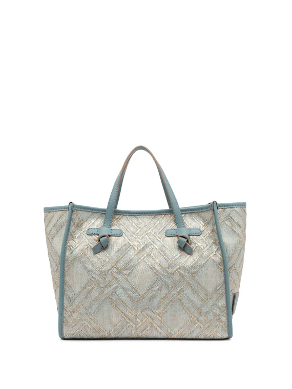 Shopping bag Marcella 32 in tessuto  jacquard di rafia e cotone