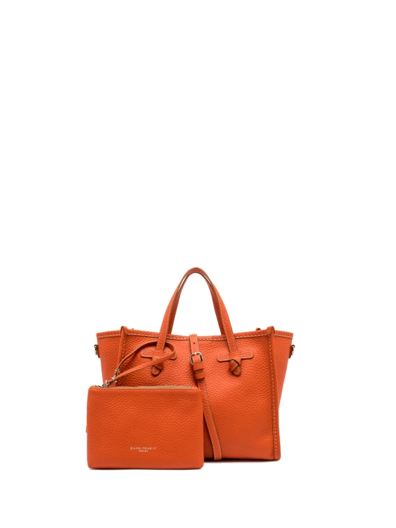 Shopping bag Marcella 32 in pelle bubble double corallo