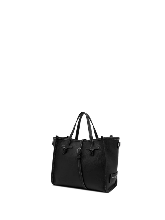 Shopping bag Marcella 32 in pelle bubble double nero