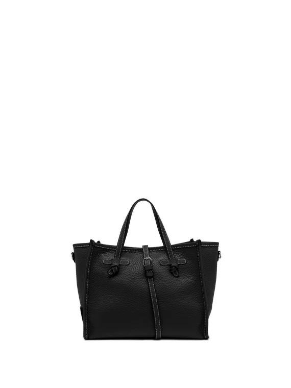 Shopping bag Marcella 32 in pelle bubble double nero