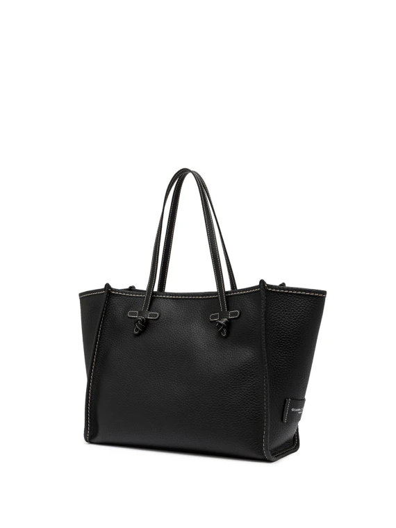 Shopping bag Marcella in pelle bubble double nero