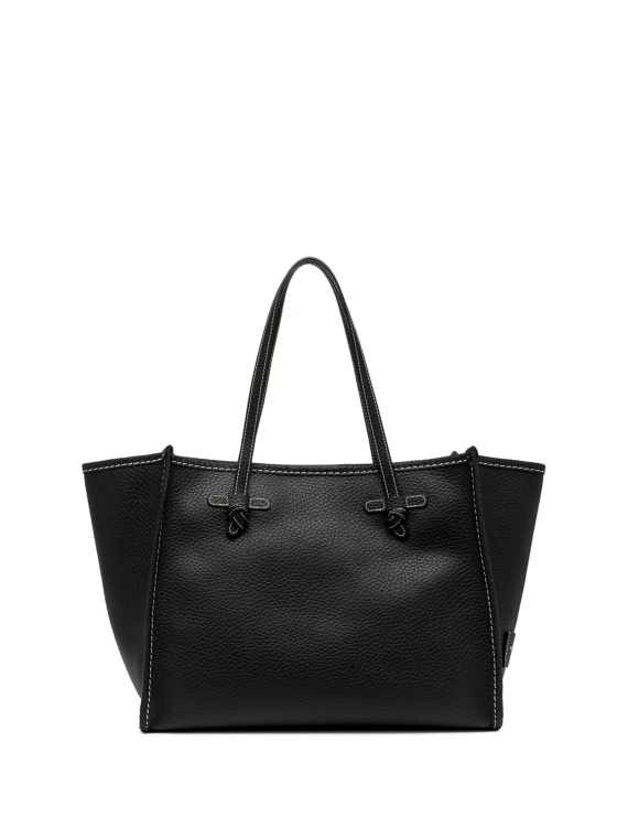 Shopping bag Marcella in pelle bubble double nero