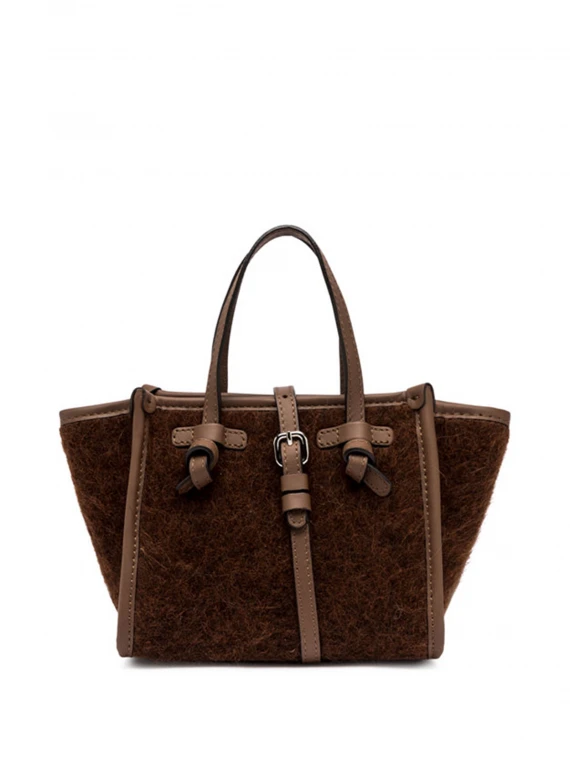 Borsa Miss Marcella in tessuto Furry marrone con tracolla