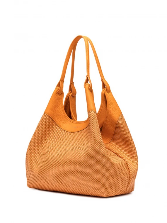 Borsa Dua in paglia intrecciata arancio