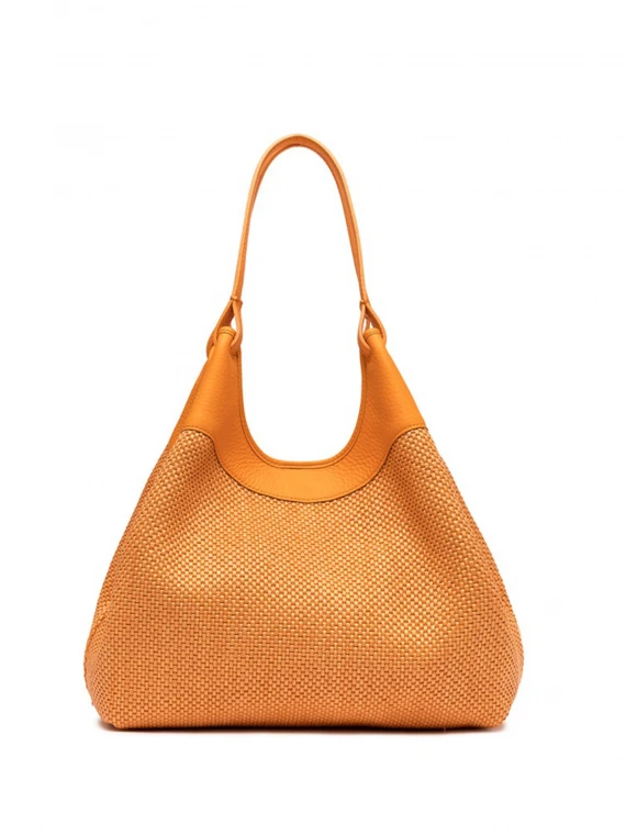 Dua bag in orange woven straw