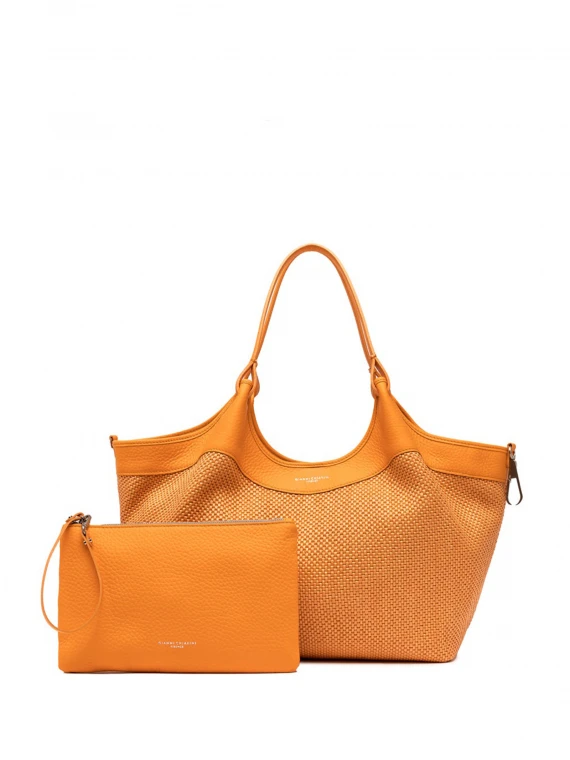 Dua bag in orange woven straw