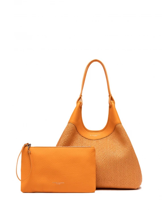 Dua bag in orange woven straw