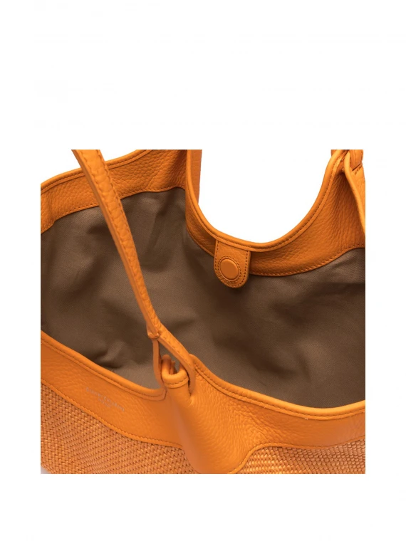 Borsa Dua in paglia intrecciata arancio