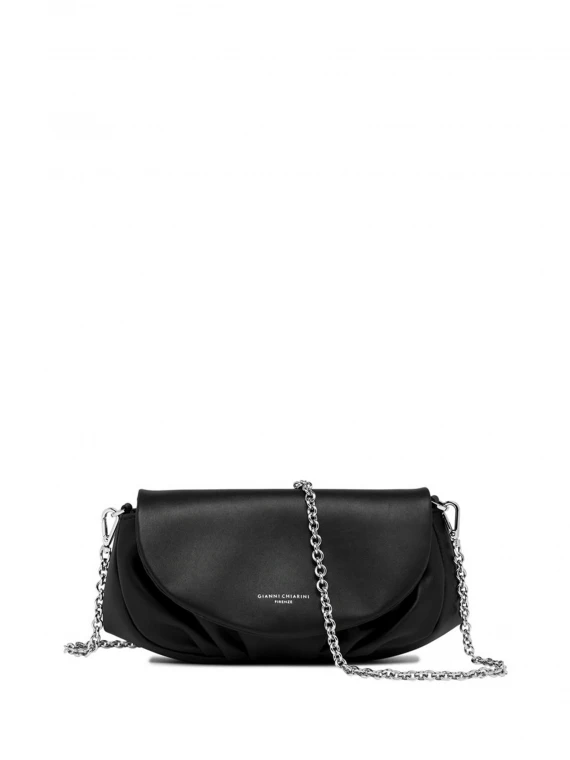 Adele leather clutch bag with shoulder strap