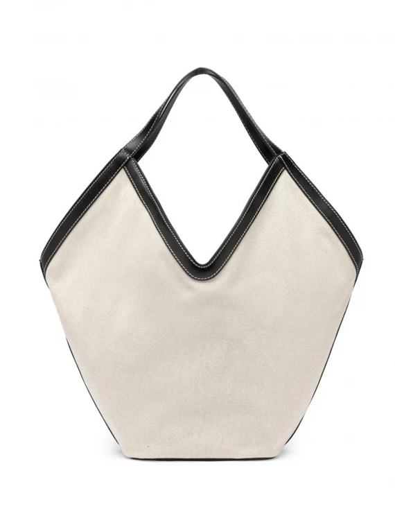 Amphora straw shopper with leather profiles