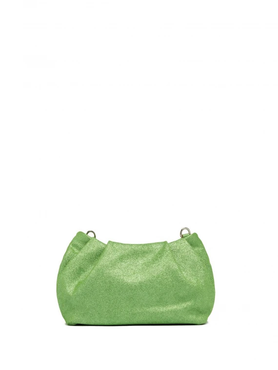 Pochette Perla glitterata verde effetto arricciato