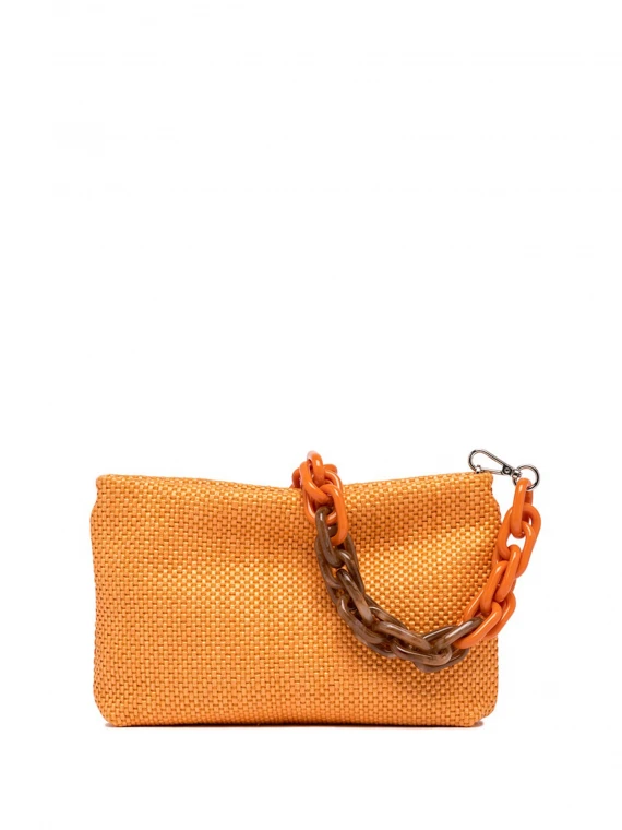 Pochette Brenda arancio con catena in resina