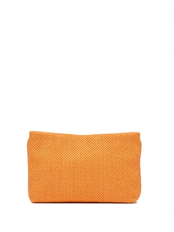 Brenda orange clutch bag with resin chain