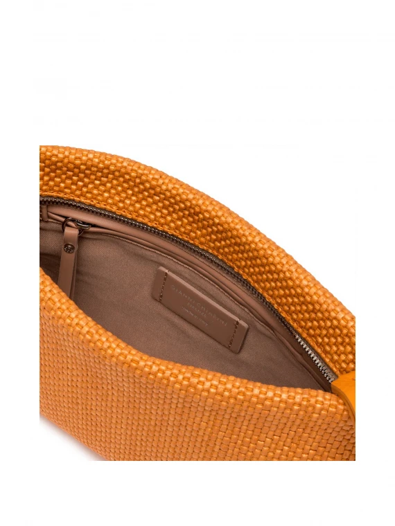 Brenda orange clutch bag with resin chain