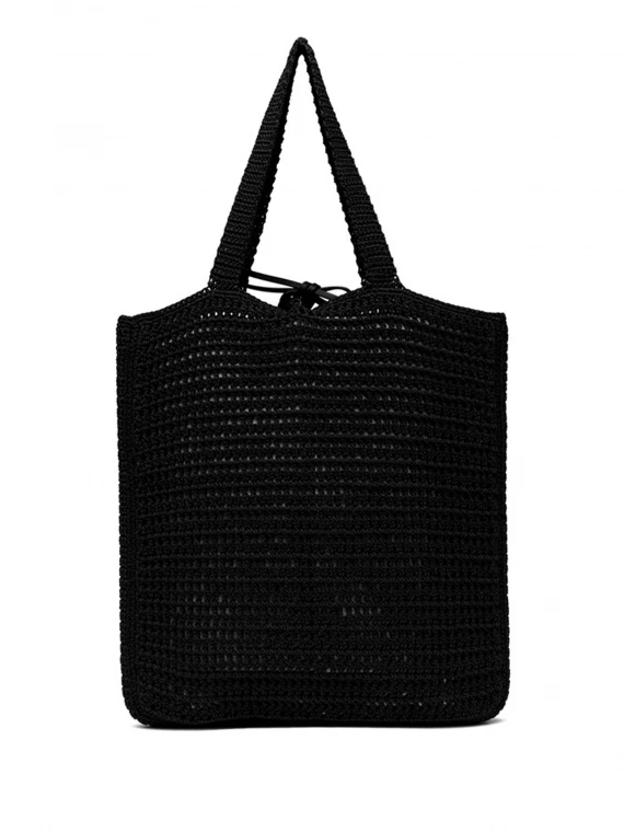 Black Vittoria shopping bag in crochet fabric