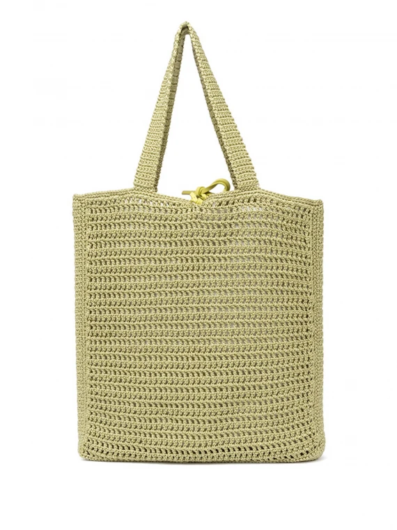 Vittoria yellow shopping bag in crochet fabric