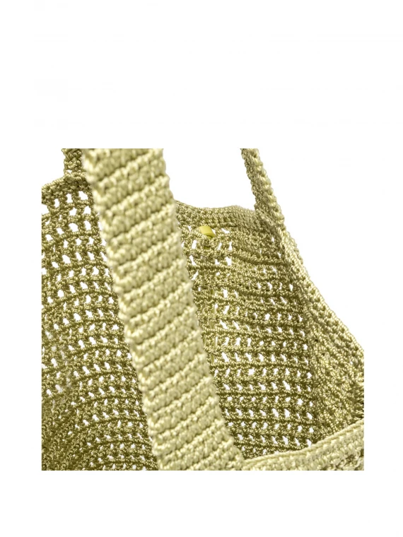 Vittoria yellow shopping bag in crochet fabric