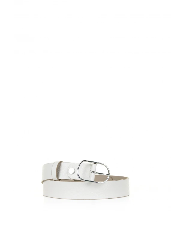 White leather belt