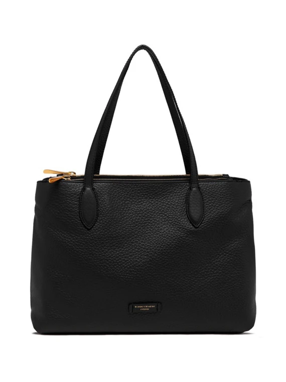 Leather Mara shopping bag, double zip closure