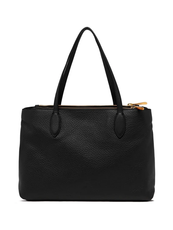 Leather Mara shopping bag, double zip closure