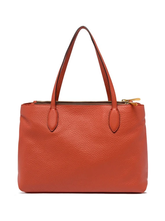 Leather Mara shopping bag, double zip closure