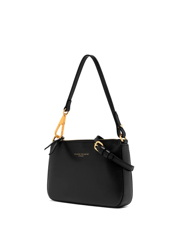 Pochette Brooke nera in pelle liscia