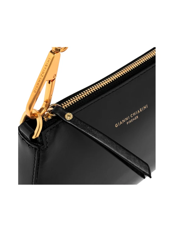 Pochette Brooke nera in pelle liscia