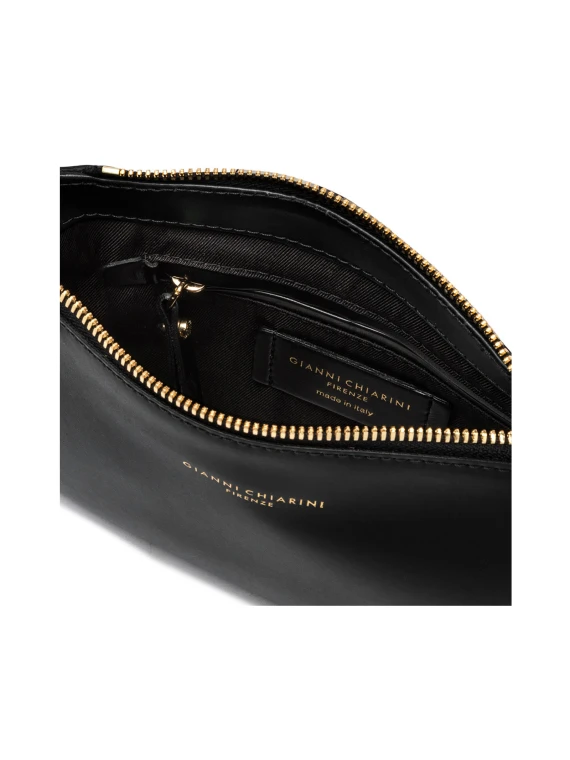 Pochette Brooke nera in pelle liscia