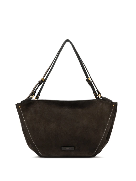 Borsa in pelle scamosciata moka