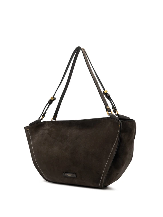 Borsa in pelle scamosciata moka