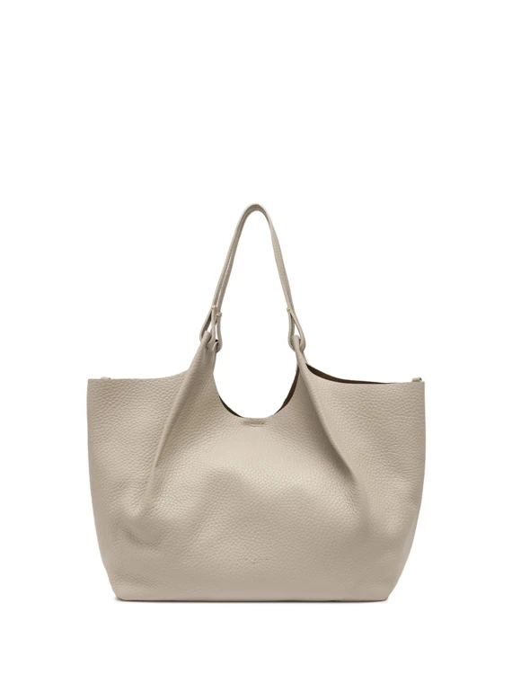 Borsa Dua in pelle martellata beige