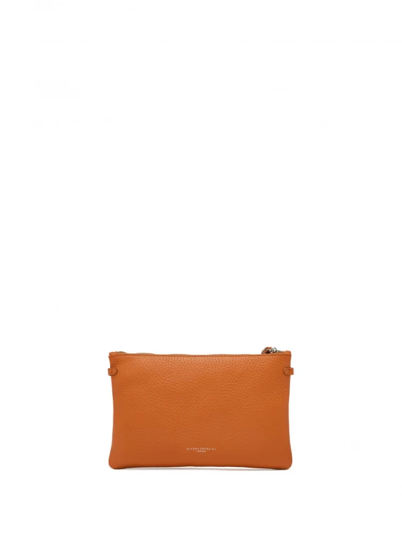 Clutch Hermy arancio in pelle