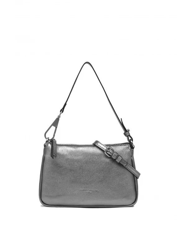 Mini bag Brooke in pelle bubble acciaio