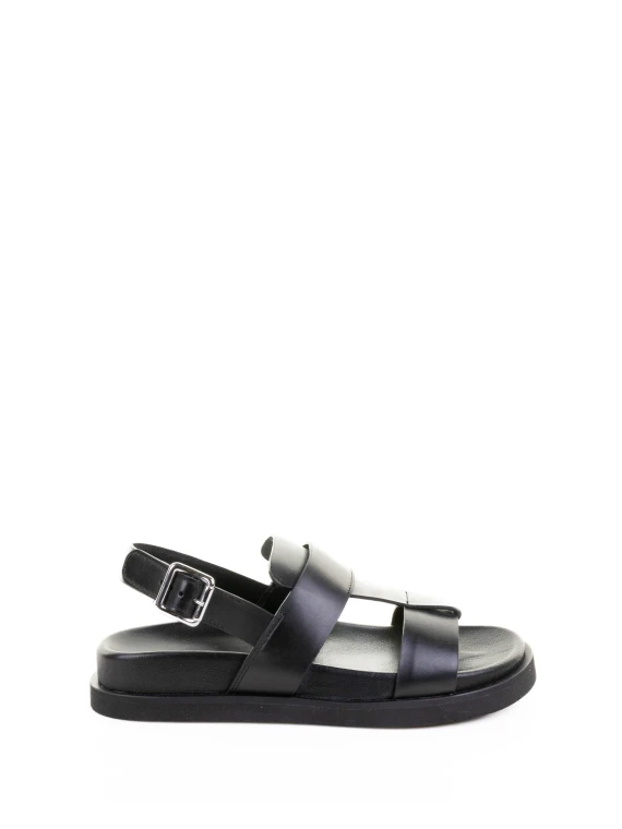 Sandalo nero in pelle