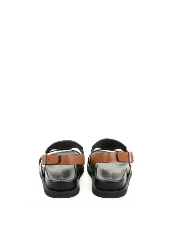 Black Brown Leather Sandal