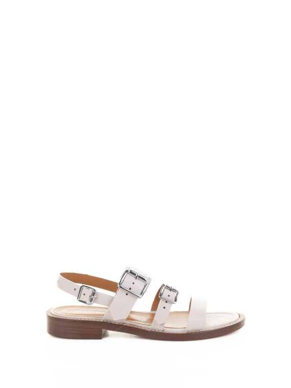 Low white sandal with buckles