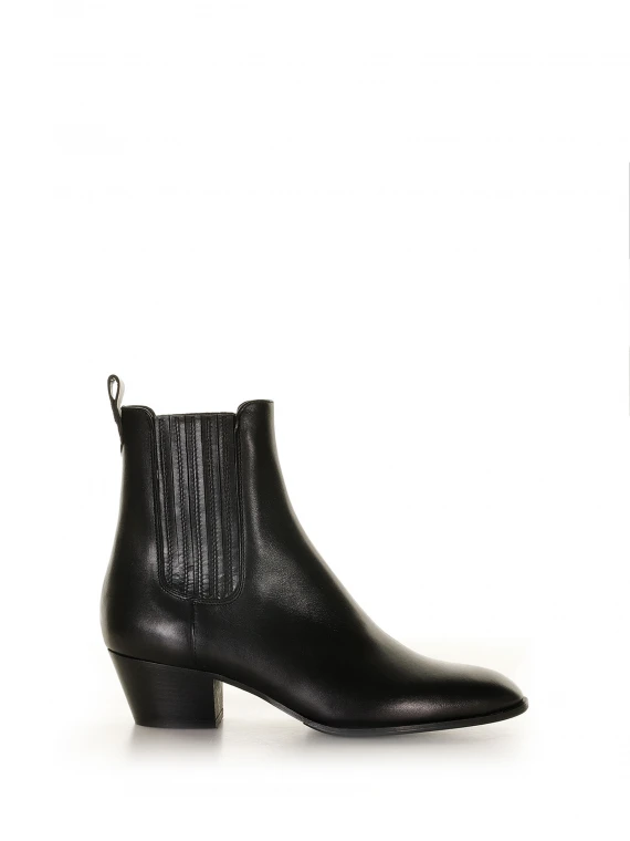 Black leather ankle boot