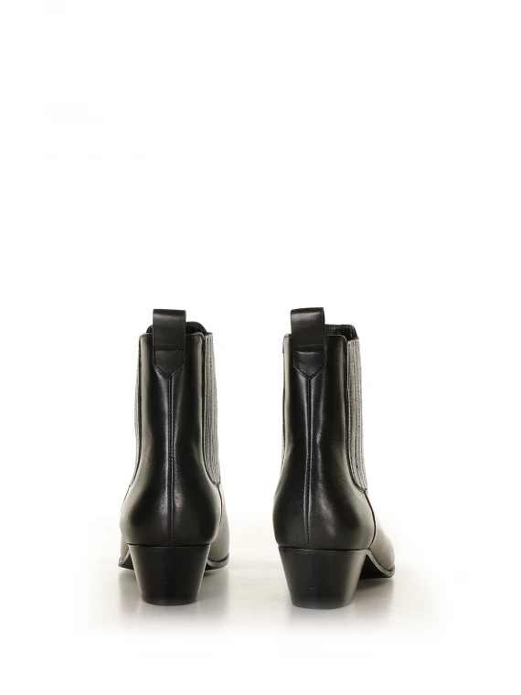 Black leather ankle boot