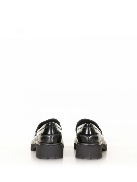 Black leather loafers