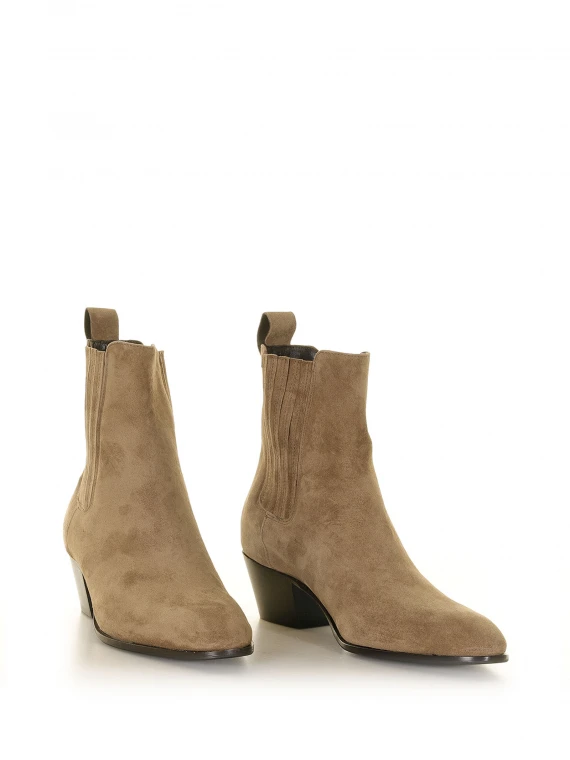 Beige suede ankle boot