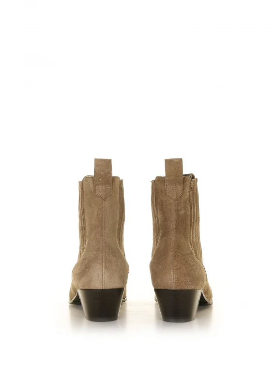 Beige suede ankle boot