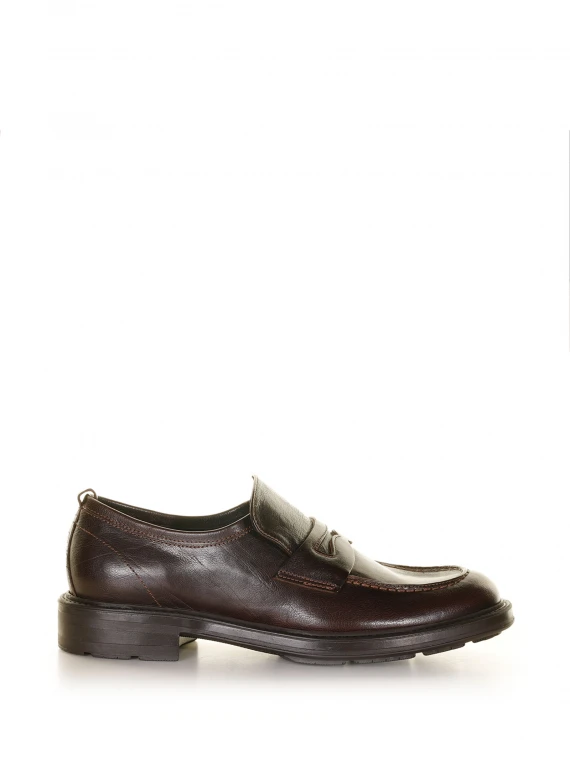 Dark brown leather loafer